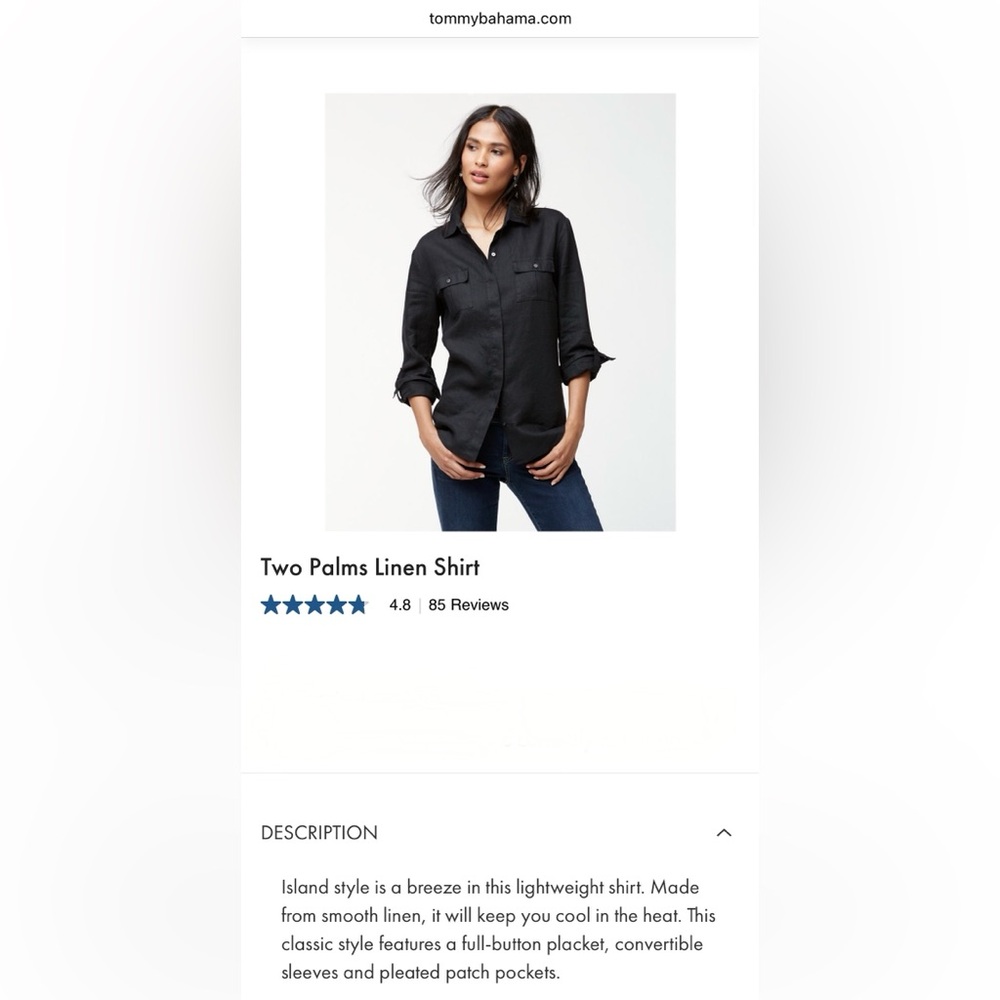 Tommy Bahama Women’s Two Palms Linen Shirt- in blue